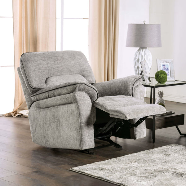 English Elm Transitional Multi-Function Glider Recliner with Channel Back, Cup Holders, Hidden Storage, Upholstered Comfort Light Gray 42 L x 30 W x 34 H B2741P385034