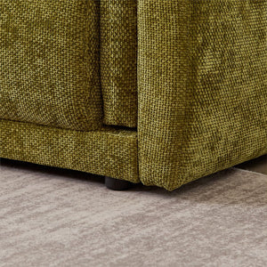 English Elm 98.5" 3-seater sofa with upholstered armrests and plush cushions, modern linen sofa with high weight capacity Green W1193S00142