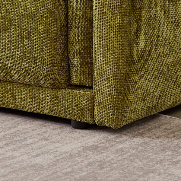 English Elm 98.5" 3-seater sofa with upholstered armrests and plush cushions, modern linen sofa with high weight capacity Green W1193S00142