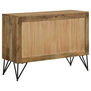 English Elm Eileen Natural Wood 2-Door Accent Cabinet with Metal Legs, Mango Grain Finish, Modern Storage Centerpiece B062P344966