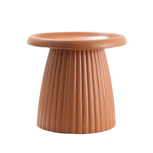English Elm Light Coffee Magnesium Oxide Round Accent Table Fluted Column Base Seamless Form W5351P463101