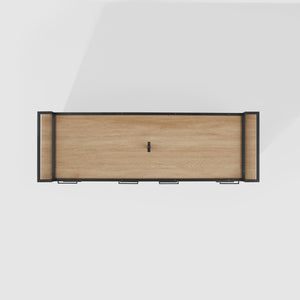 56" Contemporary Metal and Wood Dresser with Six Drawers Coastal Oak, Black DNAB5BCO-T Walker Edison