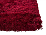 Sams International Abacasa Luxe Shag Handmade Polyester Solid Shag Rug Red 8' x 10'