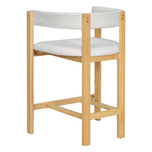 English Elm Christopher Knight Home® - COUNTER Mid-Century Modern 2-Piece Upholstered Barrel Back Stools with Rubberwood Frame and Foam Padding Beige+Natural N771P243848N