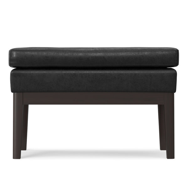 English Elm Carlson Faux Leather Upholstered Bench Solid Pine Frame Vintage Accent Seating B136P436939