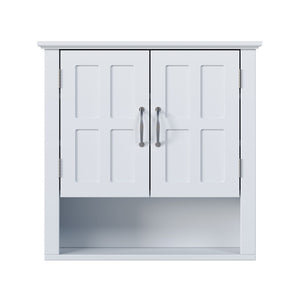 English Elm Bathroom Wall Mounted Cabinet Raised Panel Doors Adjustable Shelves Farmhouse Storage White N817P375225W