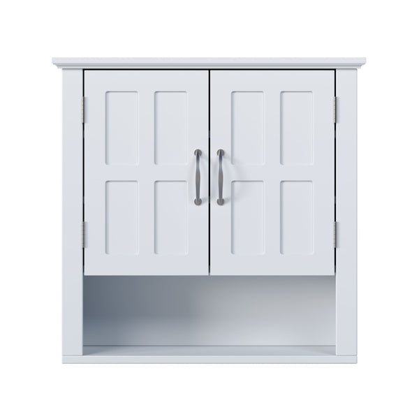 English Elm Bathroom Wall Mounted Cabinet Raised Panel Doors Adjustable Shelves Farmhouse Storage White N817P375225W