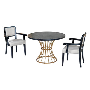 English Elm 42" Round Oak Veneer Pedestal Dining Set with Upholstered Chairs for Kitchen Nooks N842PS125126B