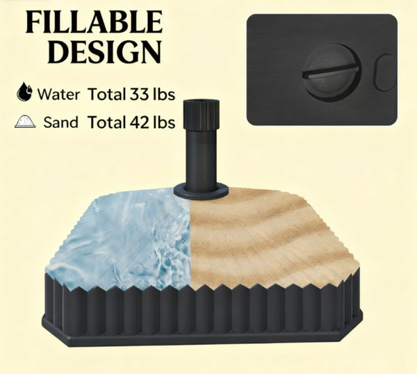 English Elm Easy Fillable Hdpe Square Patio Umbrella Stand Base with Uv Resistant Weatherproof Design T3971P425863