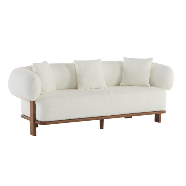 English Elm Round Arm Curved Sofa Plush Upholstered Mid-century Living Room Lounge Seating Beige N771P270523M