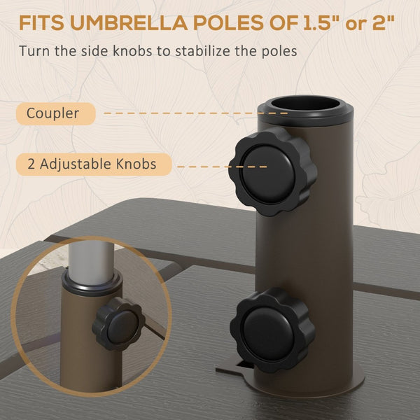 English Elm Outsunny 3-In-1 Outdoor Umbrella Base And Coffee Table, Durable Flower Box Planter With Wheels W2225P174276-GIGA