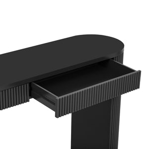 English Elm U_Style 58.2" Console Table With Dual Drawers & Stylish Arched Legs - Perfect For Entryway & Living Room N711P289125B-GIGA