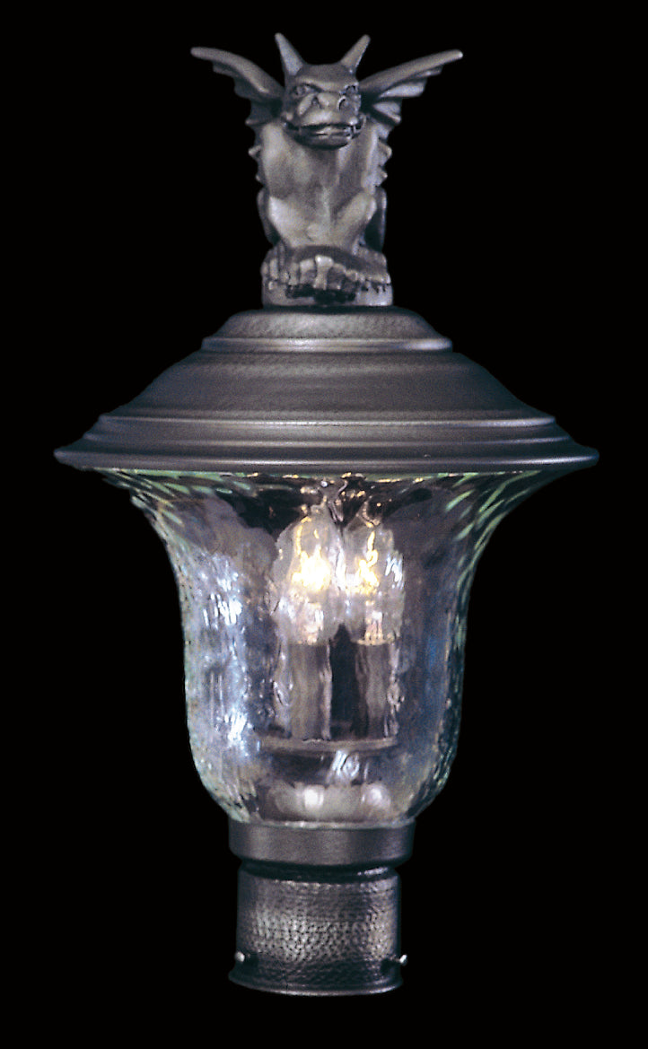 Framburg 3-light Outdoor Post Mount With Hand-blown Glass And Distressed Metal For Timeless Elegance Iron Metal 8506 Iron