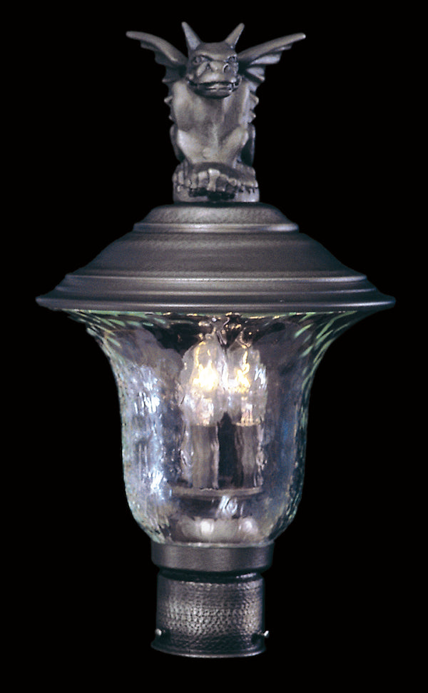 Framburg 3-light Outdoor Post Mount With Hand-blown Glass And Distressed Metal For Timeless Elegance Iron Metal 8506 Iron