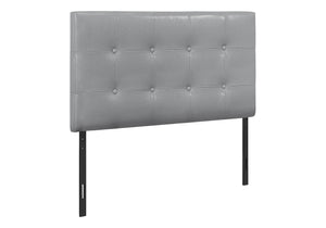 English Elm Bed, Twin Upholstered Headboard In Grey Faux Leather, Button-Tufted Design For Stylish Bedrooms B2710P219550
