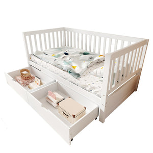 English Elm Convertible Toddler Daybed Solid Pine Kids Bed with Storage Drawers and Removable Rails White N899P429848K