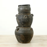 Lilys Approx 10" High Vintage Charcoal/Gray Water Jars With Four Handles Large 8508-L