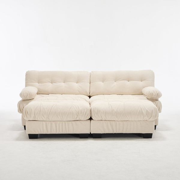 English Elm U Shaped Modular Sectional Sofa Flannelette Cloud Couch Deep Seat Plush Living Room Beige W2120S00029
