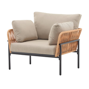 English Elm Christopher Knight Home® - [Set Of 2] 36" Beige Rope Iron Lounge Chairs With Cushions - Perfect For Indoor & Outdoor Spaces N767P237035N_2