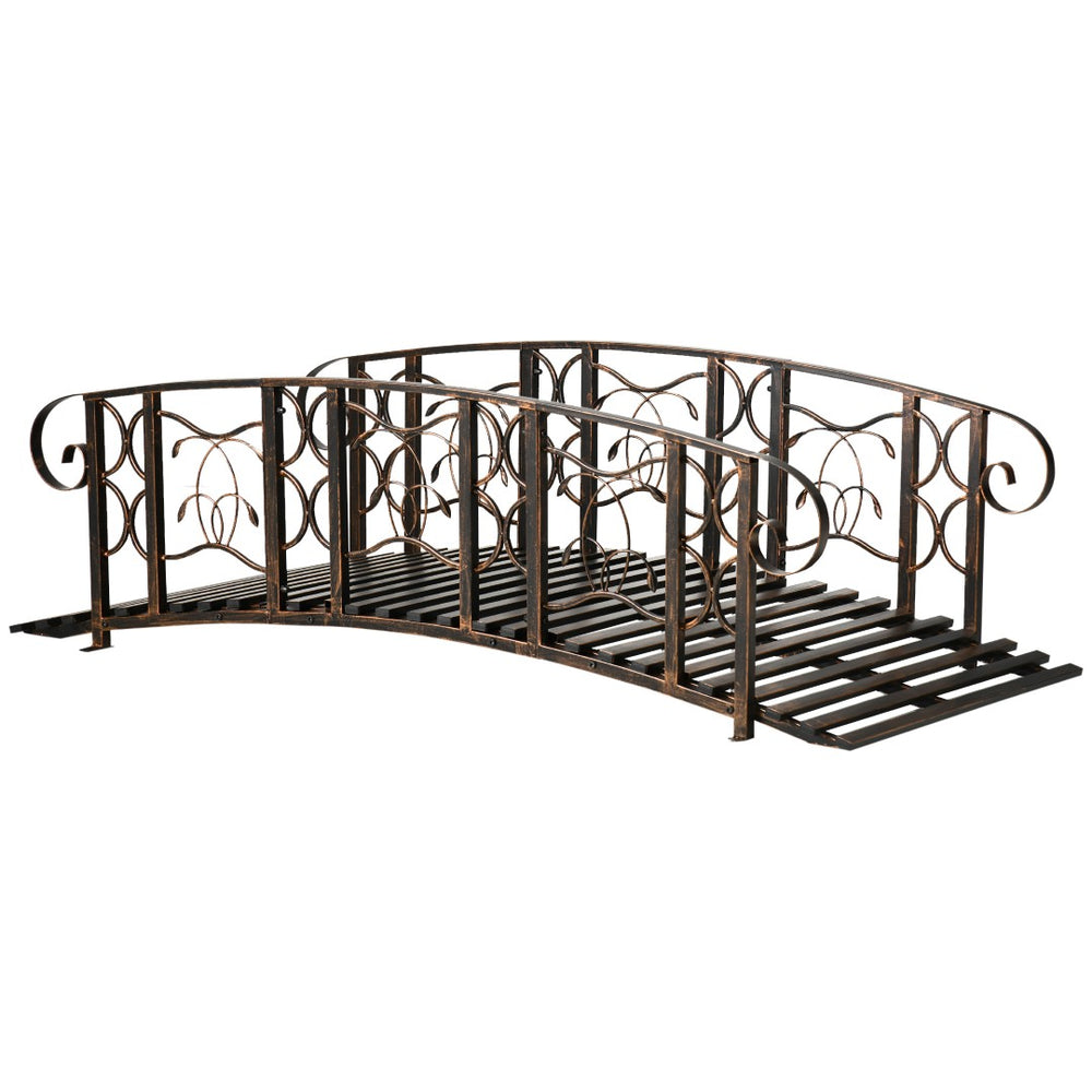English Elm Outsunny Steel Arch Garden Bridge with Vine Motifs Powder Coated for Outdoor Use W2225P229224