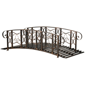 English Elm Outsunny Steel Arch Garden Bridge with Vine Motifs Powder Coated for Outdoor Use W2225P229224
