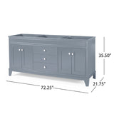 Christopher Knight Home® - Noble House - - 73'' Bathroom Vanity With Marble Top & Double Ceramic Sinks, 4 Doors, 3 Drawers, Gray