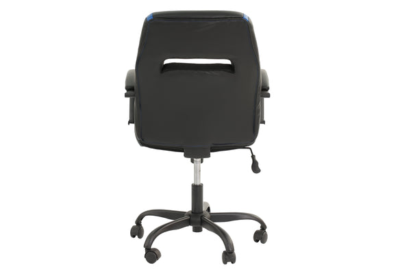 English Elm Blue Faux Leather Office Chair Ergonomic Plush Padding Lumbar Support Adjustable Height Casters B011P366762