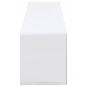 English Elm Cordova Glossy White Low Profile Tv Stand with Dual Drawers for Modern Living Rooms B062P441136