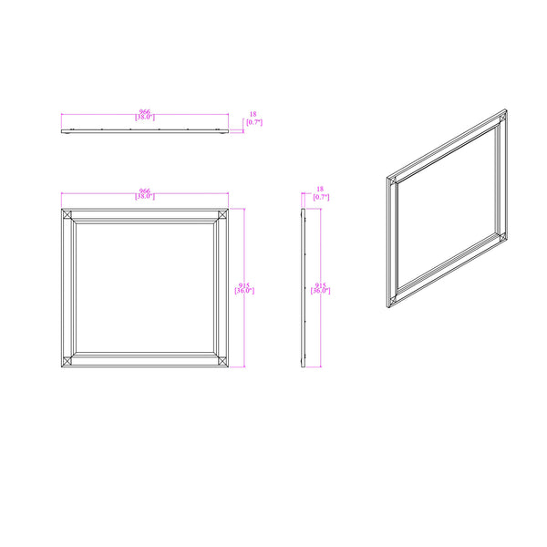 English Elm Soulmarie Large Contemporary Mirror with Sleek Wood Frame, Glitter Accents & Sturdy Dresser Connect Charcoal 40.75 L x 3.15 W x 39.37 H B201P410795