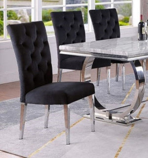 English Elm Modern Velvet Upholstered Dining Chairs Set Of 2 - Chic Chrome Legs, Tufted Comfort For Dining Spaces B011P353106