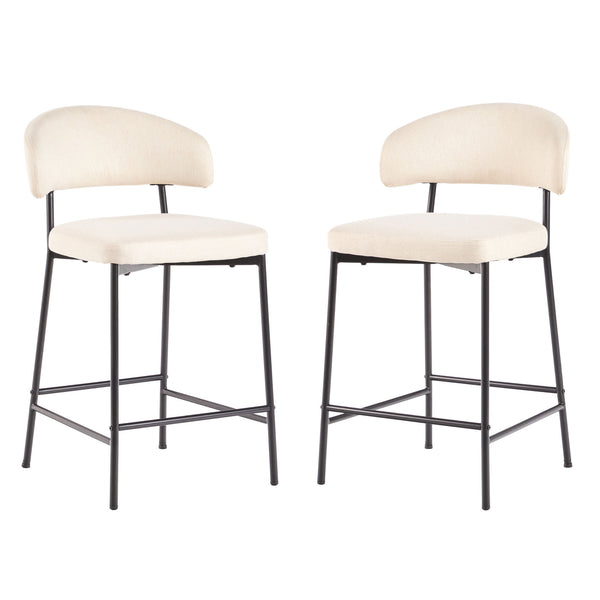 Modern Curved Back Counter Stool - Set of 2 Ivory ALSD7DIV Walker Edison