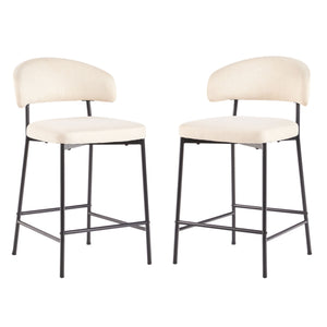 Modern Curved Back Counter Stool - Set of 2 Ivory ALSD7DIV Walker Edison