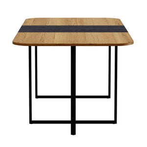 English Elm Sn-rgt200-8-wdbk Two-tone Wood Grain Rectangular Dining Table with Geometric Metal Base W3875P372902