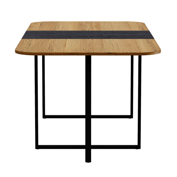 English Elm Sn-rgt200-8-wdbk Two-tone Wood Grain Rectangular Dining Table with Geometric Metal Base W3875P372902