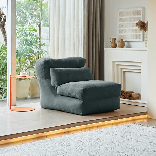 English Elm Cloud Corduroy Sleeper Chair Foldable High Density Foam Seat for Small Space Living Grey W1765P448641