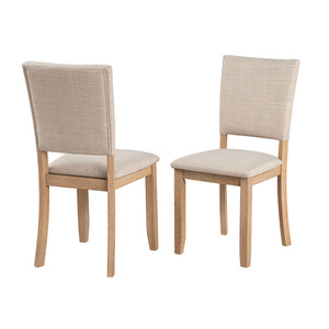 English Elm Contemporary Round Pedestal Dining Set with Upholstered Chairs for Modern Interiors Natural B2741S00781