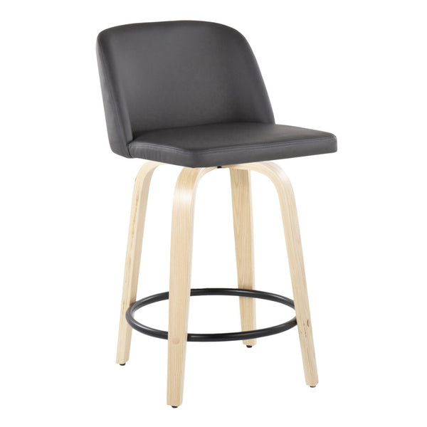 English Elm Toriano 24" Modern Fixed-Height Counter Stool Set Of 2 With Swivel Seat & Natural Wood Legs B202S00125-GIGA