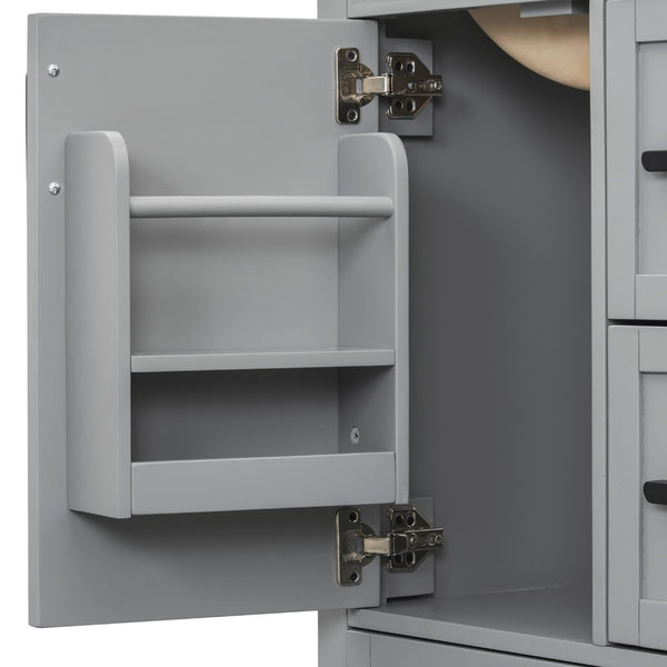 English Elm Modern 24 Inch Bathroom Vanity Solid Wood Cabinet with Ceramic Sink and Soft Close Storage Gray N729P292859E