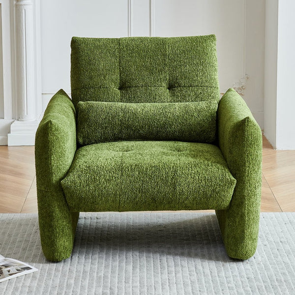 English Elm Ergonomic Tufted Velvet Accent Chair Solid Wood Frame with Lumbar Support Compact Seating Green W1765P366980