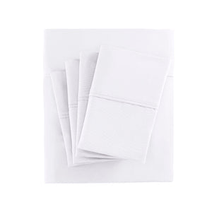 JLA Home Madison Park - Cotton sateen sheet set with peachy-soft finish, OEKO-TEX certified, durable wrinkle-resistant comfort White MP20-6426
