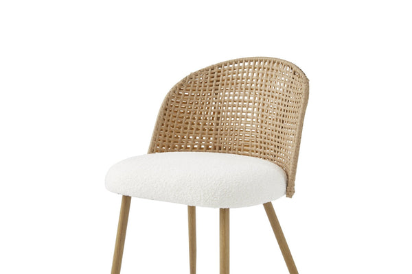 English Elm Wicker Rattan Dining Chair Set of Two with Foam Cushion Bohemian Kitchen Seating W3590P453806