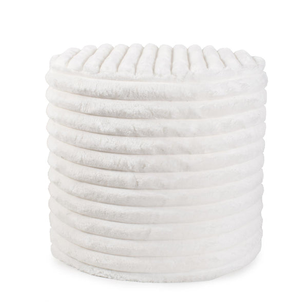 Howard Elliott No Tip Cylinder Short - Luxuriously Soft Faux Fur Comfort With Unique Ribbed Design For Any Space White 100% Polyester 851-1342-howard-elliott