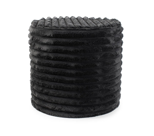 Howard Elliott No Tip Cylinder Short - Luxuriously Soft Faux Fur Comfort With Unique Ribbed Design For Any Space Black 100% Polyester 851-1343-howard-elliott