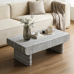 English Elm Coffee Table Oval Silhouette Fluted Drawer Mdf Mid Century Modern Living Room W3040P428630