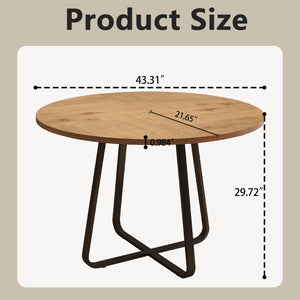 English Elm 43.3" Round Mdf Dining Table Seats Six with X Base Modern Minimalist Kitchen W1727P426752