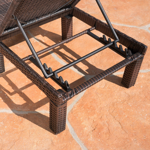 English Elm Christopher Knight Home® - JAMAICA Rattan Chaise Lounge Brown Polyethylene Wicker Iron Frame Multi-Brown Finish Durable Outdoor Patio Seat 76.6"D 62575.00WTC