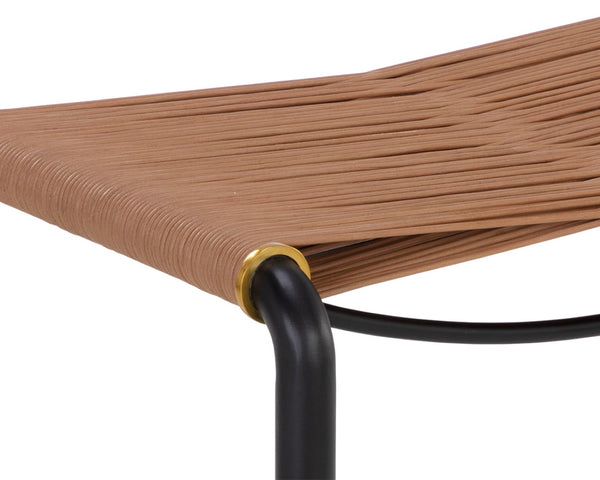 Sunpan RIZ Stool - Handcrafted Tan Leather Accent with Black Steel Frame & Gold Accents for Modern Elegance 110706