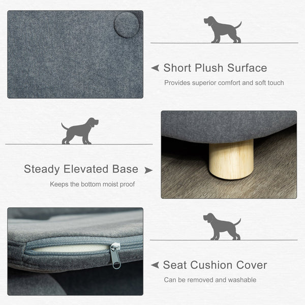 English Elm PawHut Plush Pet Couch Bed for Mini Dogs and Cats, Washable Removable Cushion, Waterproof Cover Gray W2225P229152