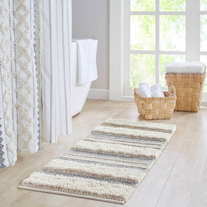JLA Home INK+IVY - Woven Asher Hand-Woven Texture Stripe Bath Rug — Boho Shag & Geo Detail, Non-Skid, Machine-Washable 58 L x 22 W x 0.5H II72-1290