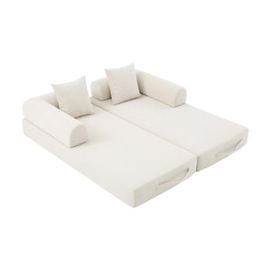 English Elm UNITED modular foldable sofa with metal frame, corduroy upholstery, side pocket & quick assembly convenience Beige W1568P374080